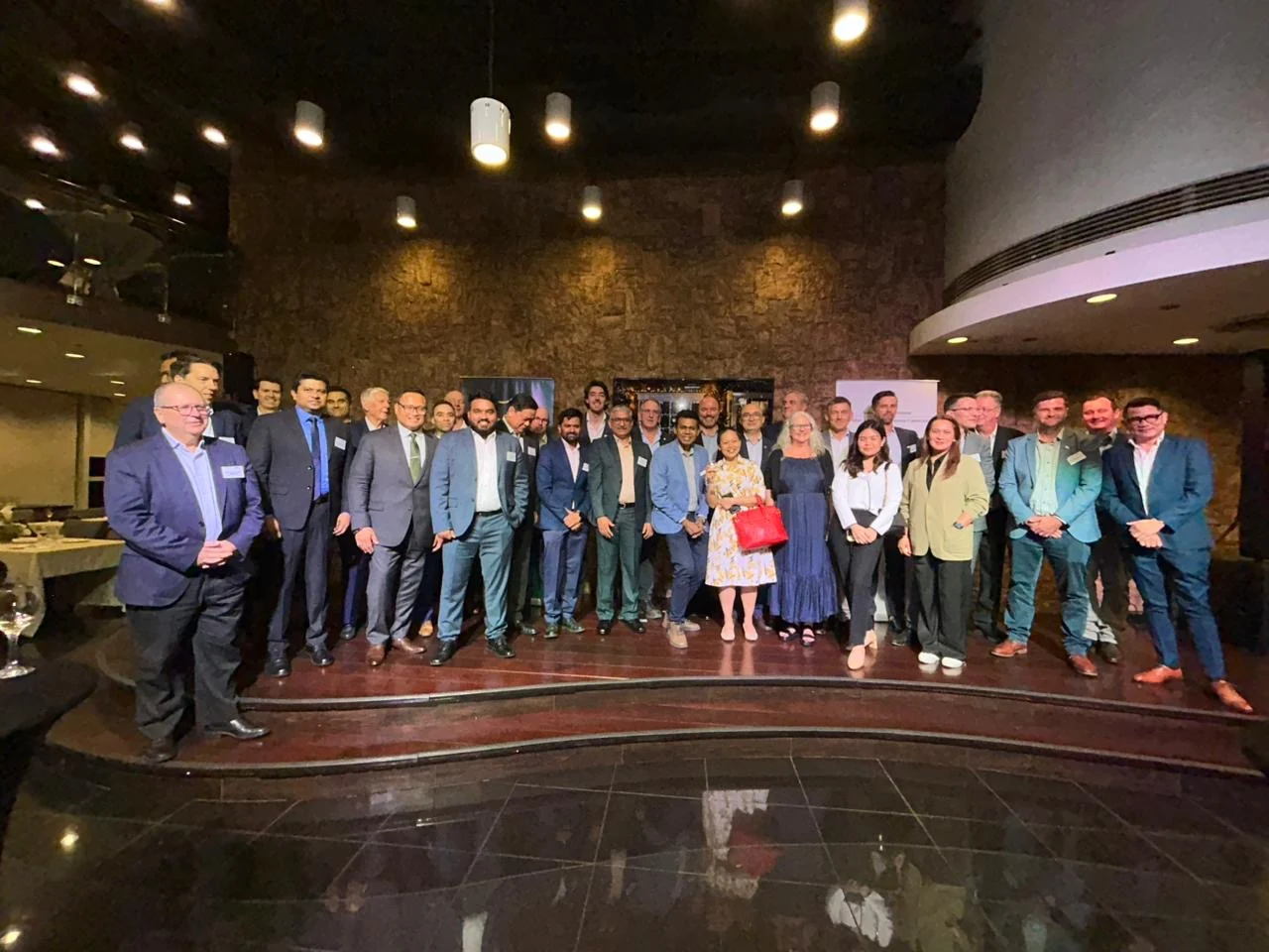 Mission participants at a networking gathering.