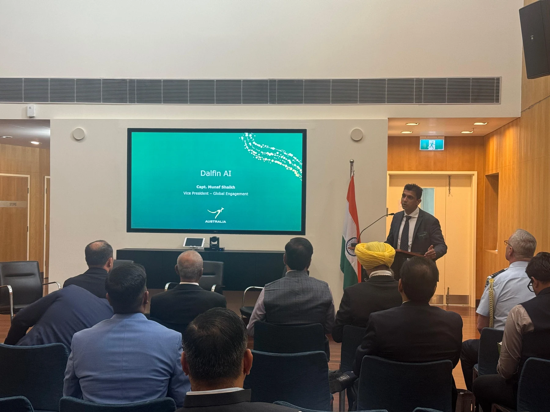 Dalfin AI presenting during the Chennai delegation programme.