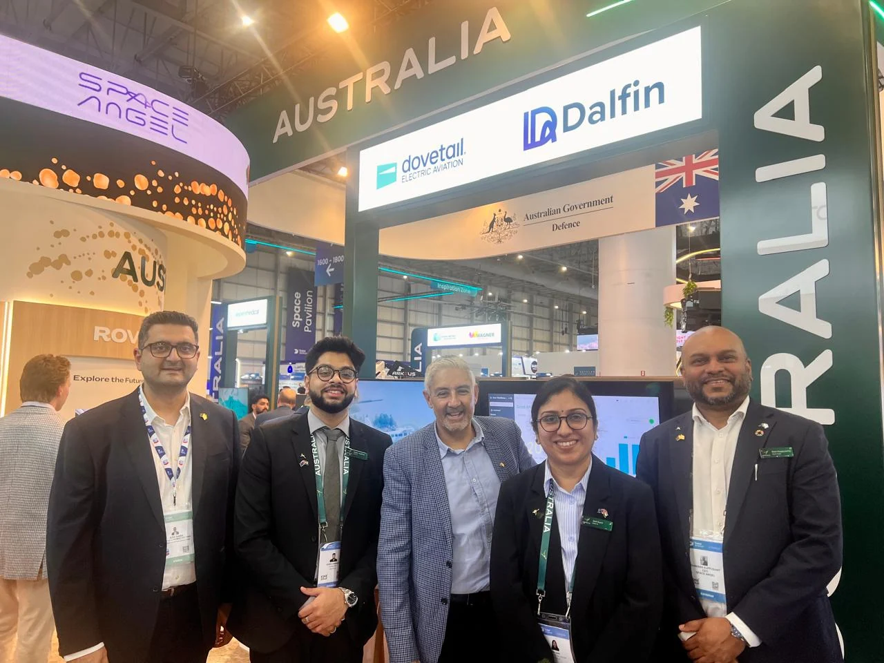 Dalfin AI colleagues at the Australian Pavilion during Dubai Airshow 2025.