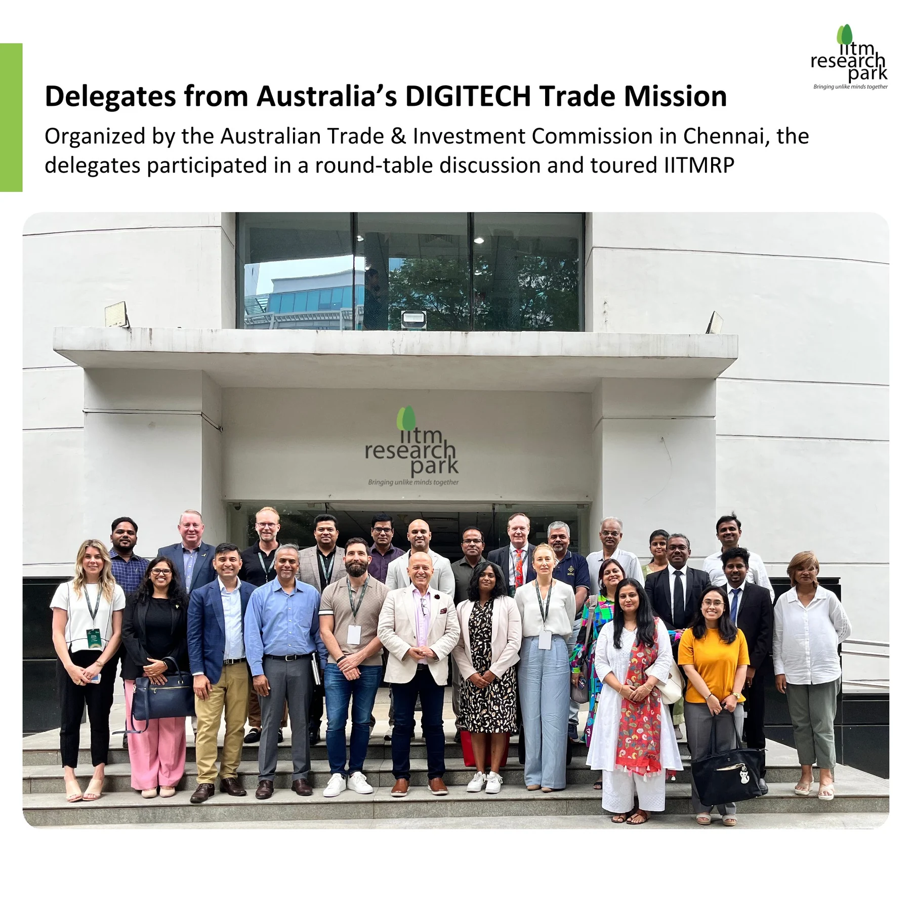 IIT Madras Research Park’s published image of the Australian delegation visit.