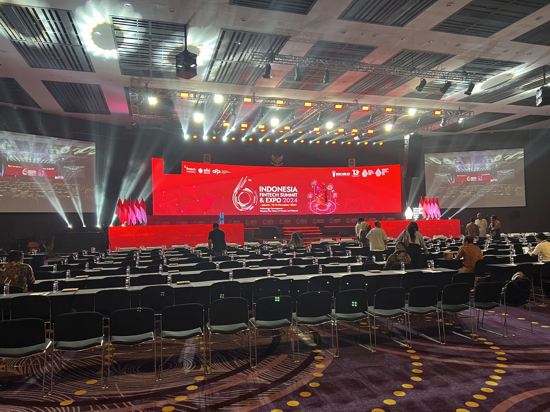 Indonesia Fintech Summit and Expo event setting.