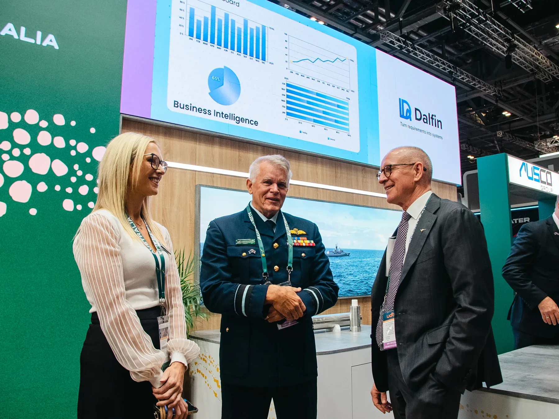 Visitors at the Australian Pavilion stand, Sea-Air-Space 2026