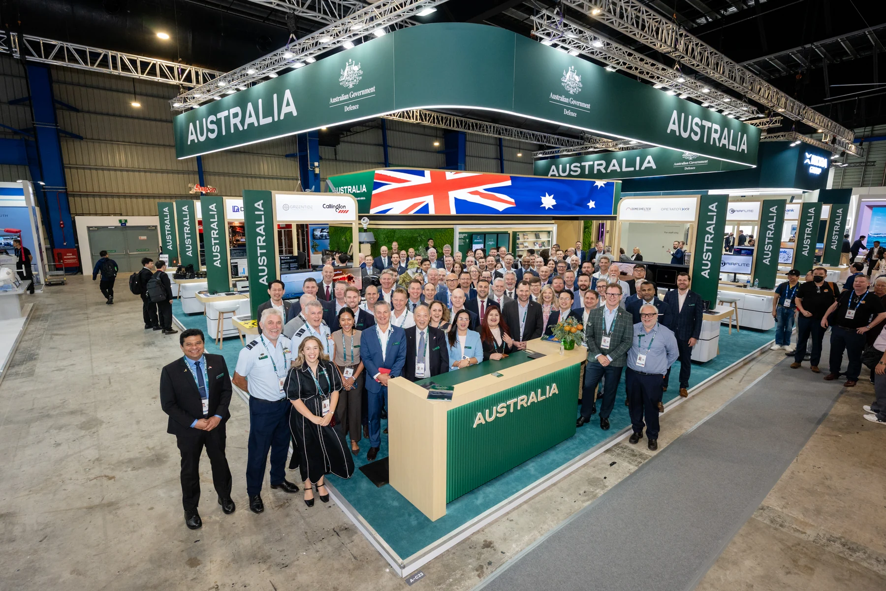 Team Defence Australia participants at the Singapore Airshow 2026 pavilion.